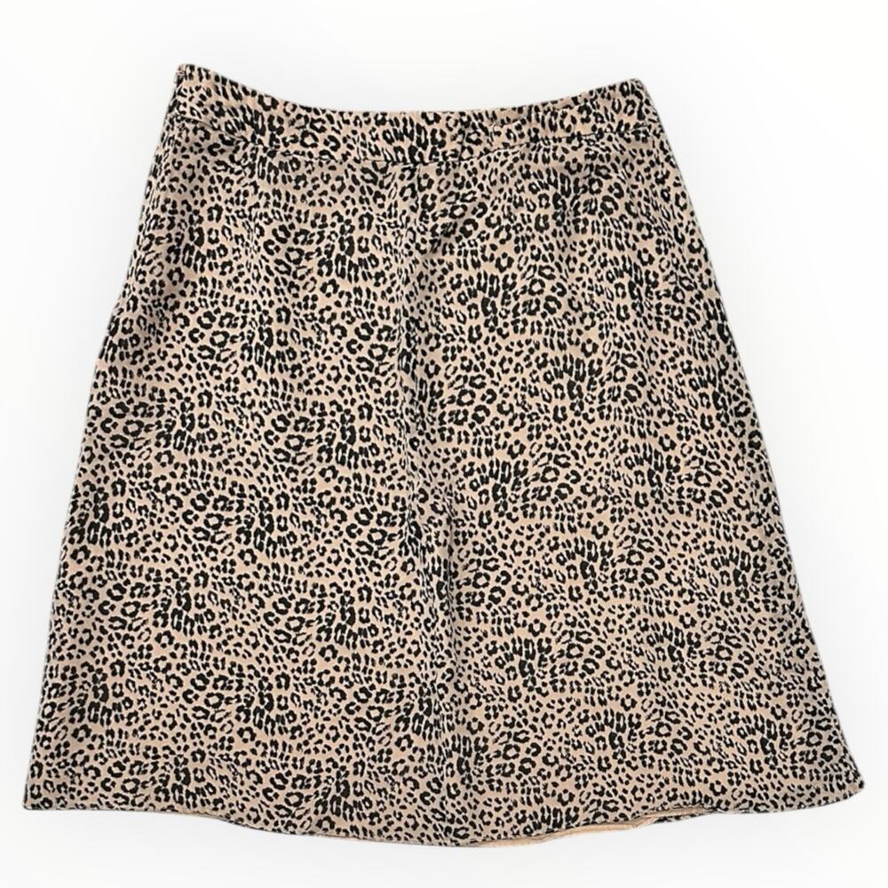 LK Bennett London Leopard Print Silk A-Line Skirt